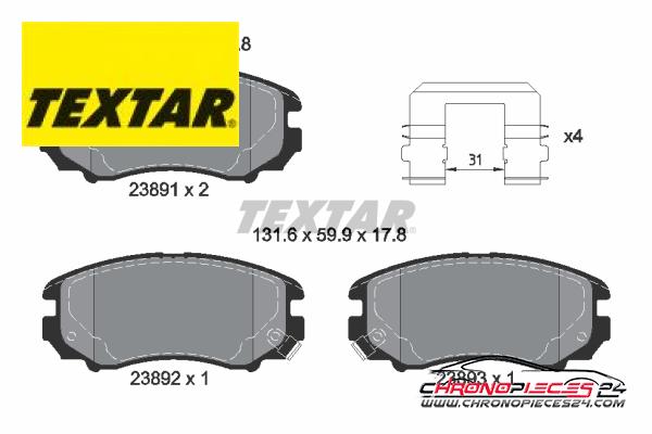 Achat de TEXTAR 2389105 Kit de plaquettes de frein, frein à disque pas chères