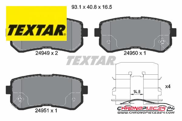 Achat de TEXTAR 2494901 Kit de plaquettes de frein, frein à disque pas chères