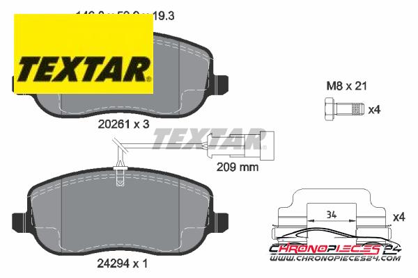 Achat de TEXTAR 2429401 Kit de plaquettes de frein, frein à disque pas chères