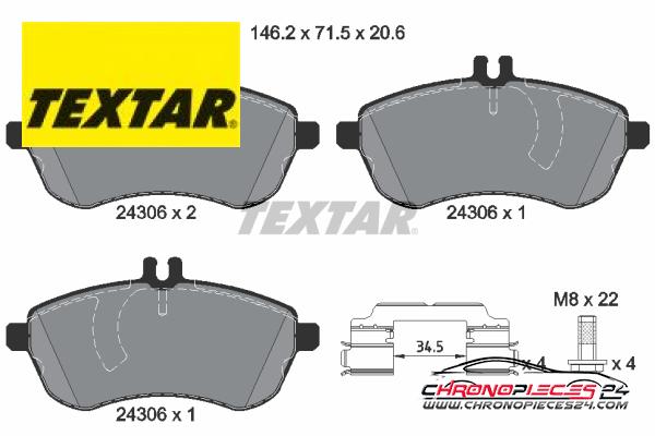 Achat de TEXTAR 2430601 Kit de plaquettes de frein, frein à disque pas chères