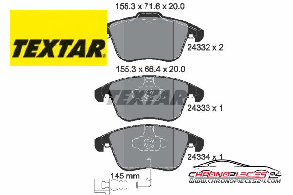 Achat de TEXTAR 2433301 Kit de plaquettes de frein, frein à disque pas chères