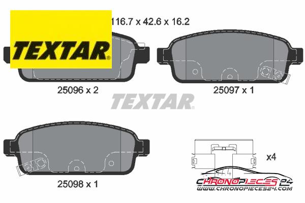 Achat de TEXTAR 2509602 Kit de plaquettes de frein, frein à disque pas chères