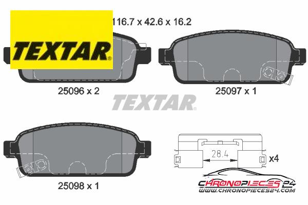 Achat de TEXTAR 2509606 Kit de plaquettes de frein, frein à disque pas chères