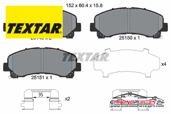 Achat de TEXTAR 2514901 Kit de plaquettes de frein, frein à disque pas chères