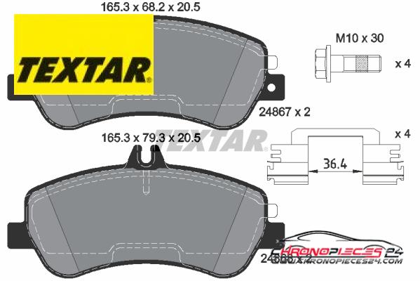 Achat de TEXTAR 2486781 Kit de plaquettes de frein, frein à disque pas chères