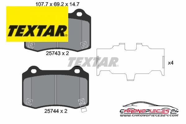 Achat de TEXTAR 2574301 Kit de plaquettes de frein, frein à disque pas chères