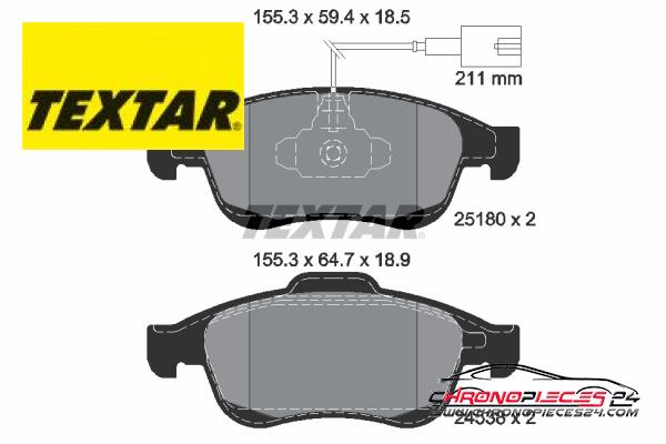 Achat de TEXTAR 2518001 Kit de plaquettes de frein, frein à disque pas chères