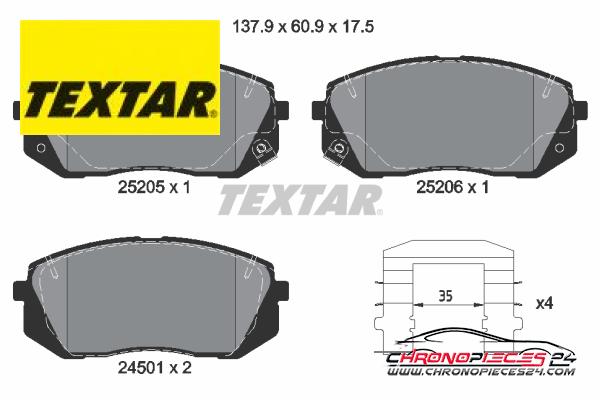 Achat de TEXTAR 2520501 Kit de plaquettes de frein, frein à disque pas chères