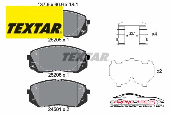 Achat de TEXTAR 2520504 Kit de plaquettes de frein, frein à disque pas chères