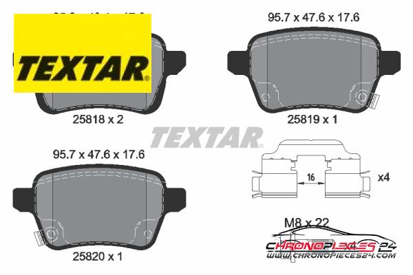 Achat de TEXTAR 2581802 Kit de plaquettes de frein, frein à disque pas chères