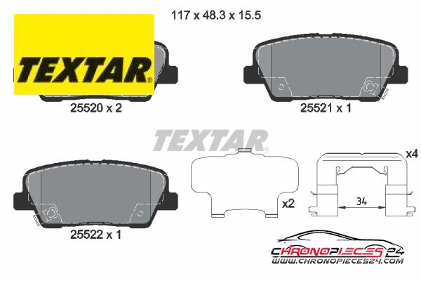 Achat de TEXTAR 2552003 Kit de plaquettes de frein, frein à disque pas chères