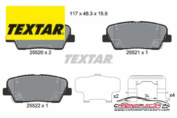 Achat de TEXTAR 2552003 Kit de plaquettes de frein, frein à disque pas chères