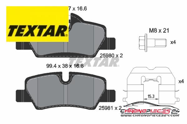 Achat de TEXTAR 2598001 Kit de plaquettes de frein, frein à disque pas chères