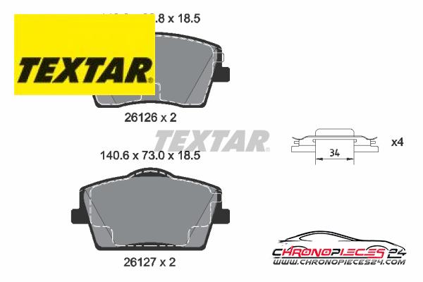 Achat de TEXTAR 2612601 Kit de plaquettes de frein, frein à disque pas chères