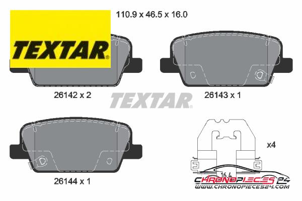 Achat de TEXTAR 2614201 Kit de plaquettes de frein, frein à disque pas chères