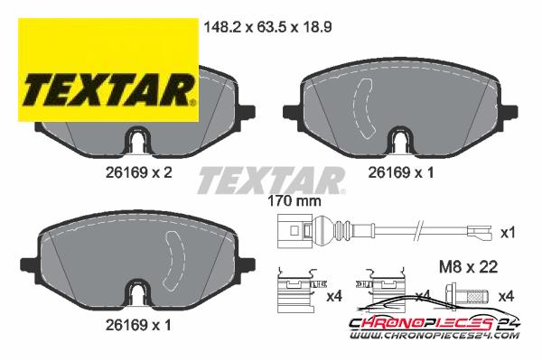 Achat de TEXTAR 2616901 Kit de plaquettes de frein, frein à disque  pas chères