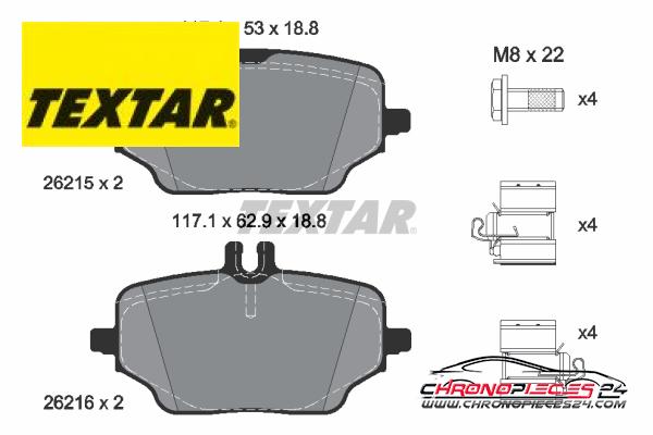 Achat de TEXTAR 2621501 Kit de plaquettes de frein, frein à disque Q+ pas chères