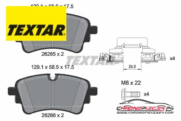 Achat de TEXTAR 2626501 Kit de plaquettes de frein, frein à disque  pas chères