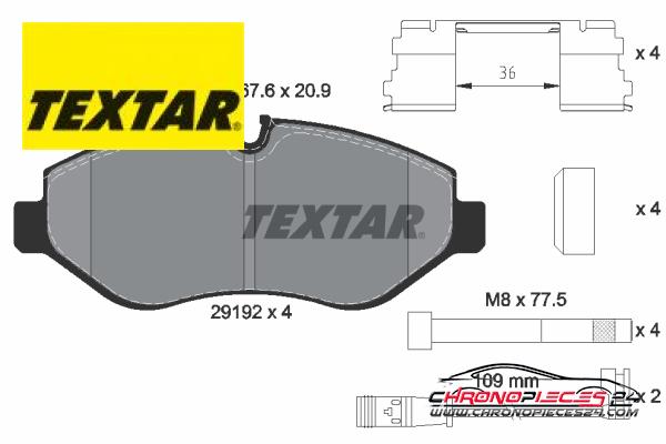 Achat de TEXTAR 2919202 Kit de plaquettes de frein, frein à disque pas chères