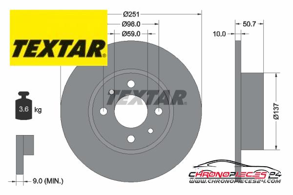 Achat de TEXTAR 92034203 Disque de frein pas chères