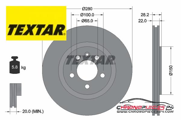 Achat de TEXTAR 92057100 Disque de frein pas chères