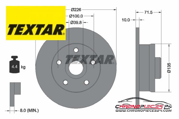 Achat de TEXTAR 92057200 Disque de frein pas chères