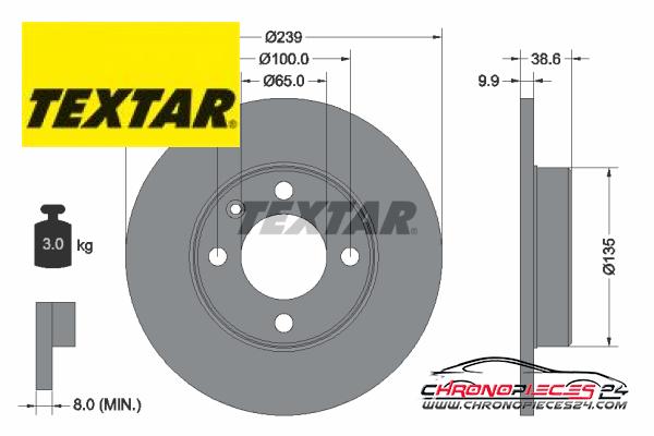 Achat de TEXTAR 92009303 Disque de frein pas chères