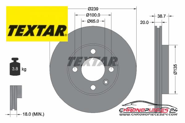 Achat de TEXTAR 92012103 Disque de frein pas chères