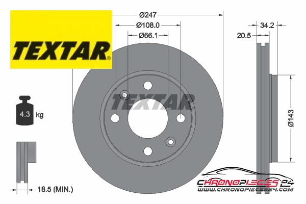 Achat de TEXTAR 92043103 Disque de frein pas chères