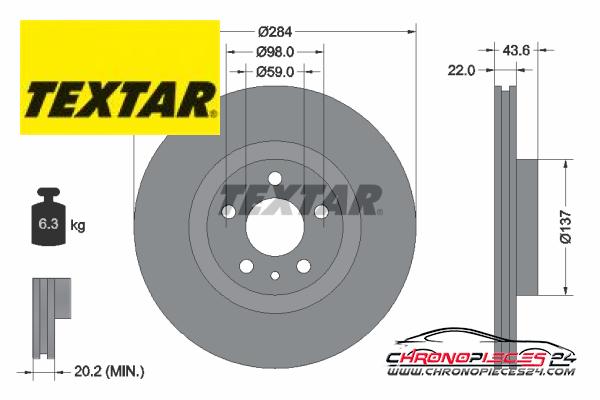 Achat de TEXTAR 92046803 Disque de frein pas chères