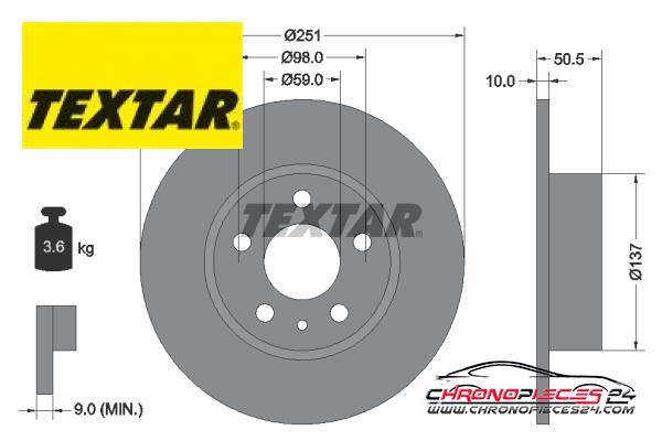 Achat de TEXTAR 92046903 Disque de frein pas chères