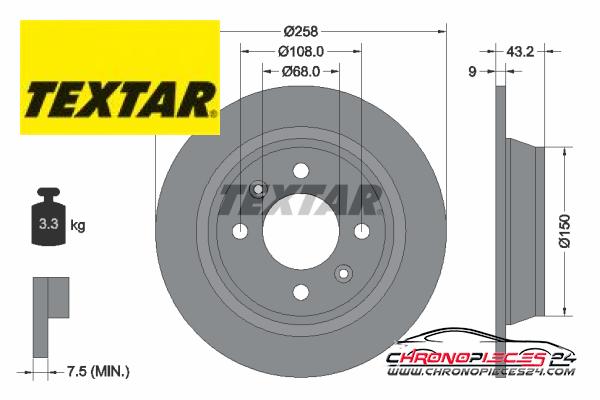 Achat de TEXTAR 92048500 Disque de frein pas chères