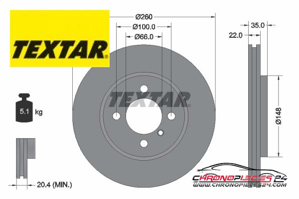 Achat de TEXTAR 92026503 Disque de frein pas chères