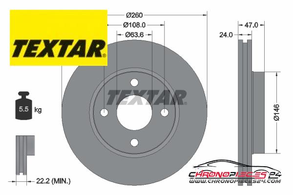 Achat de TEXTAR 92063503 Disque de frein pas chères