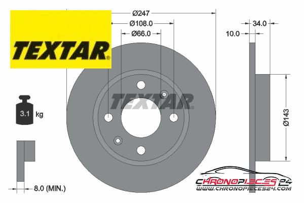 Achat de TEXTAR 92029803 Disque de frein pas chères