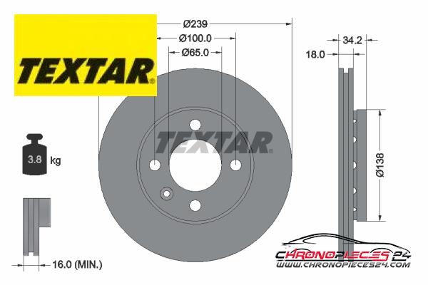 Achat de TEXTAR 92072003 Disque de frein pas chères