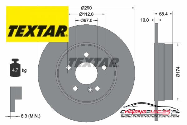 Achat de TEXTAR 92072703 Disque de frein pas chères