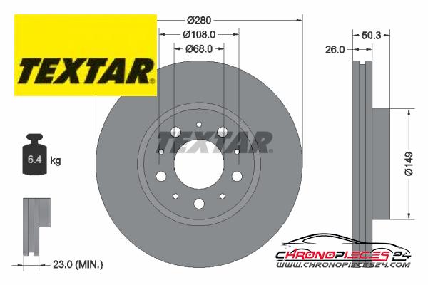 Achat de TEXTAR 92066703 Disque de frein pas chères