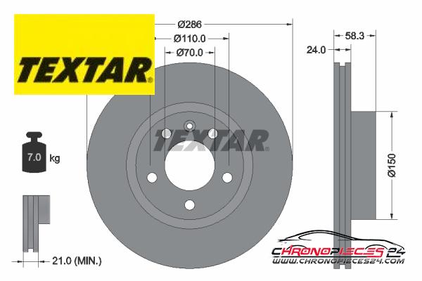 Achat de TEXTAR 92066903 Disque de frein pas chères