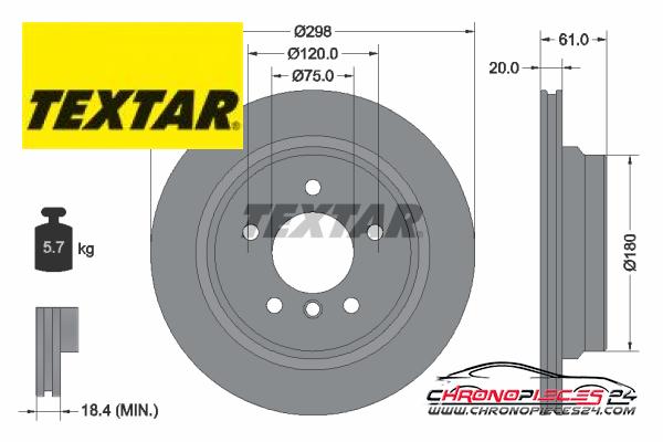 Achat de TEXTAR 92075103 Disque de frein pas chères