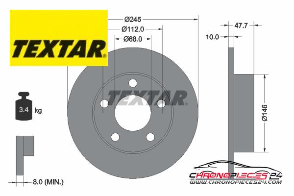 Achat de TEXTAR 92088503 Disque de frein pas chères