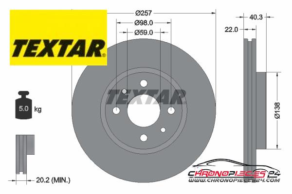 Achat de TEXTAR 92069603 Disque de frein pas chères