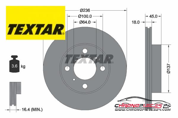 Achat de TEXTAR 92089400 Disque de frein pas chères