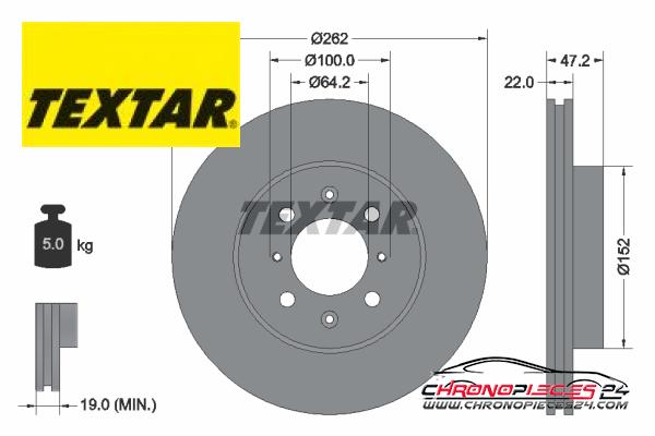 Achat de TEXTAR 92070600 Disque de frein pas chères