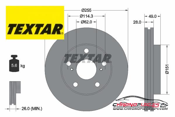 Achat de TEXTAR 92077600 Disque de frein pas chères