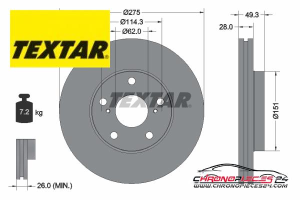 Achat de TEXTAR 92077703 Disque de frein pas chères