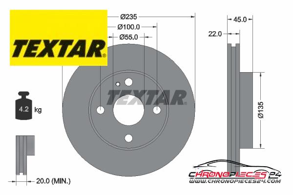 Achat de TEXTAR 92071500 Disque de frein pas chères