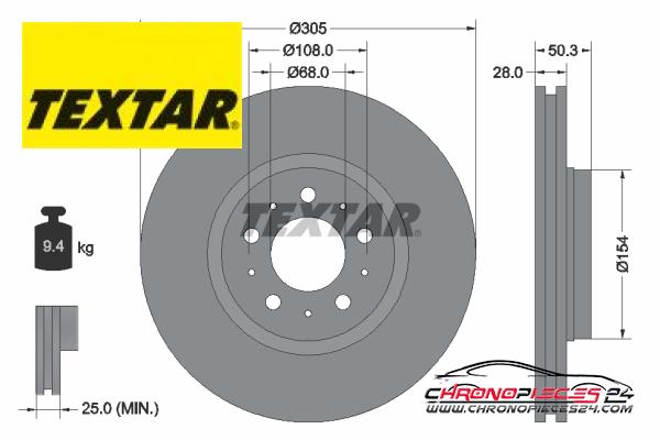 Achat de TEXTAR 92100603 Disque de frein pas chères