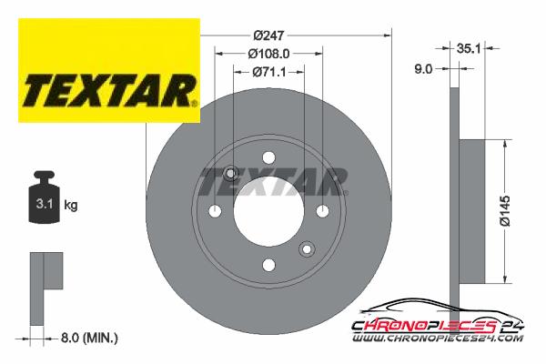 Achat de TEXTAR 92111703 Disque de frein pas chères