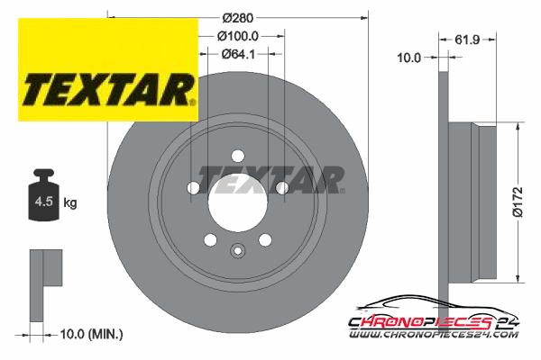 Achat de TEXTAR 92103500 Disque de frein pas chères